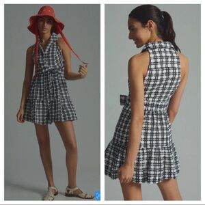 Maeve by Anthropologie Plaid
Tie waist Mini Dress Sleeveless Garden Party
